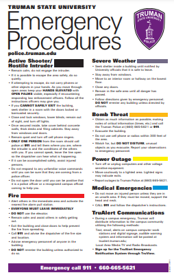 Emergency Procedures Poster - Public Safety